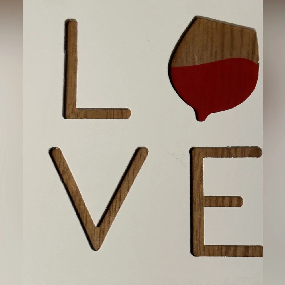 💥 $5 if bundled - LOVE Wine shelf sitter Wall Art please see measurements NWT - Picture 4 of 6